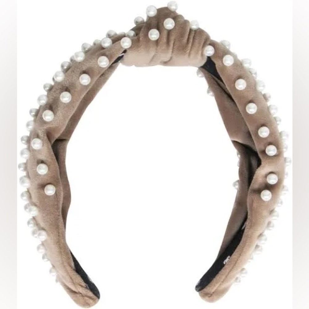 Lele Sadoughi Beige Headband with Pearls. EUC